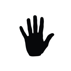 Open Hand Silhouette Isolated On White Background Simple Gesture Vector Graphic