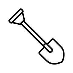 Outline shovel vector icon illustration for gardening, digging, and construction projects use