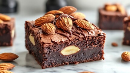 Rich, fudgy brownies topped with slivered almonds for extra crunch and texture 