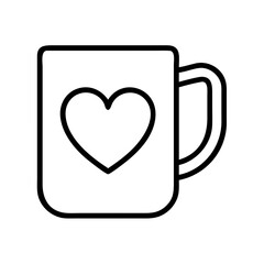 Heart mug vector illustration, coffee cup with heart design, love mug graphic, valentine's day mug icon