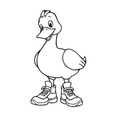 A goose vector line art isolated on white background. goose vector art.