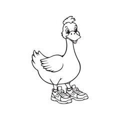 A goose vector line art isolated on white background. goose vector art.