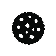 Chocolate Chip Cookie Silhouette With Scalloped Edge Sweet Dessert Icon Graphic