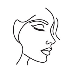 women face vector icon isolated on white background. vector women face. line art women face vector art.