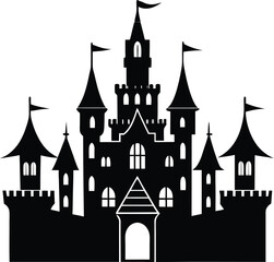 Obraz premium Castle Silhouette Vector | Medieval, Fantasy & Historic Landmark Scene