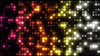Lights background. Abstract glamorous fashion backdrop. Digital background of stage or stadium spotlights. Glowing wallpaper.