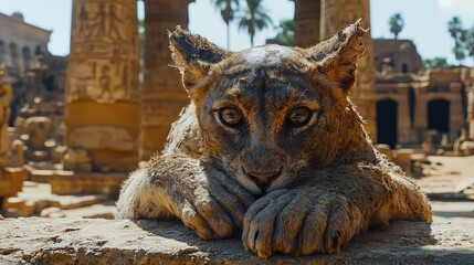 Ancient feline statue