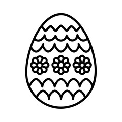 Decorated easter egg outline vector illustration with floral and wavy patterns design element