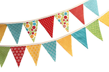 Obraz premium Close up of Decorative Fabric Pennant Banner for Birthday Parties and Celebrations.