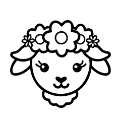 Cute sheep with flower crown vector illustration adorable lamb animal design for kids and baby crafts