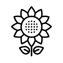 Sunflower outline vector illustration, summer flower drawing, botanical line art design element, floral icon