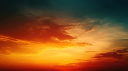 Fototapeta premium Vibrant sunset over serene landscape with colorful clouds