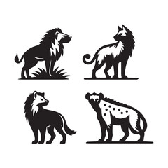 Hyena black silhouettes of animals