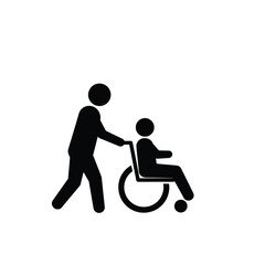 Silhouette Illustration Of Man Pushing Wheelchair With Person Minimalist Health Support