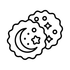 Delicious moon and stars cookies vector illustration bakery sweet treat dessert icon design