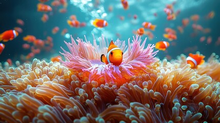 Clownfish Sanctuary: A Vibrant Underwater Ecosystem with Anemone Home