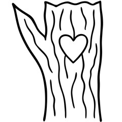 Line Art of Carved Heart on Rustic Tree Texture