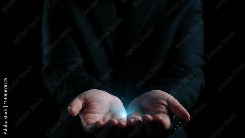 Poster human interact with ai artificial intelligence brain processor in concept of ai artificial intellige