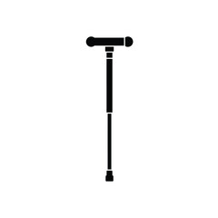 Walking Stick Icon Black Silhouette For Mobility Aid And Senior Support