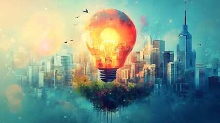 Obraz premium Creative digital poster design illustrating innovation and corporate success in the modern world