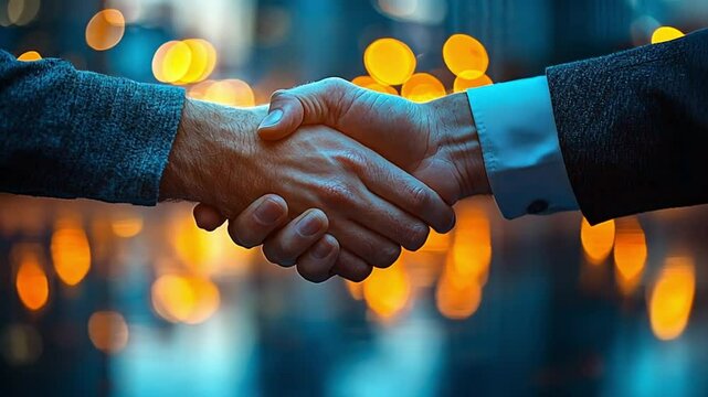 Securing a Deal: A Handshake at Night