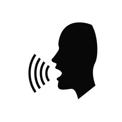 Speaking Silhouette Person Talking With Sound Waves Communication Icon Symbol