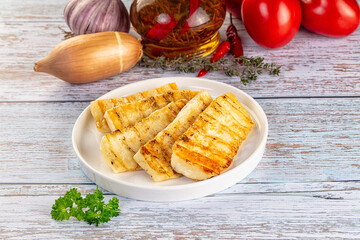 Greek traditional grilled halloumi cheese