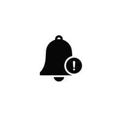 Simple Black Notification Bell With Exclamation Mark Alert Vector Illustration