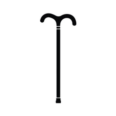 Black Silhouette Vector Illustration Of A Classic Walking Stick Cane Isolated