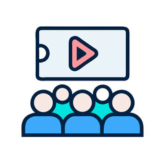 Audience Watching Video Content Icon Design