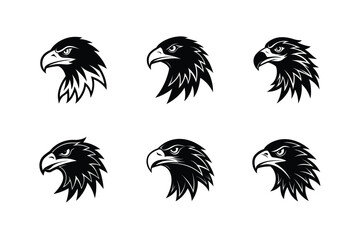 eagle head sharp beak vector art silhouette