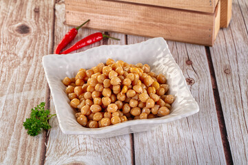 Boiled chickpea beans in the bowl