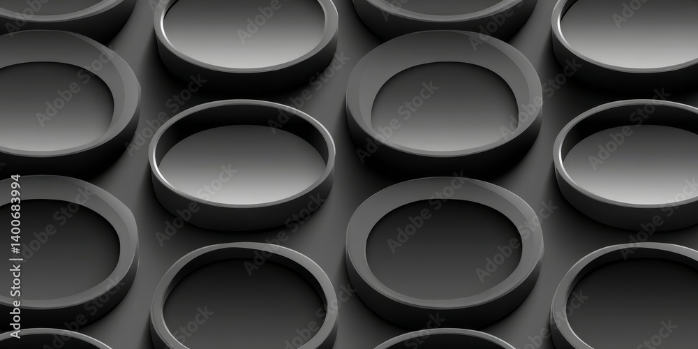 Poster dark geometric pattern abstract background with seamless array of black circles, modern minimalism