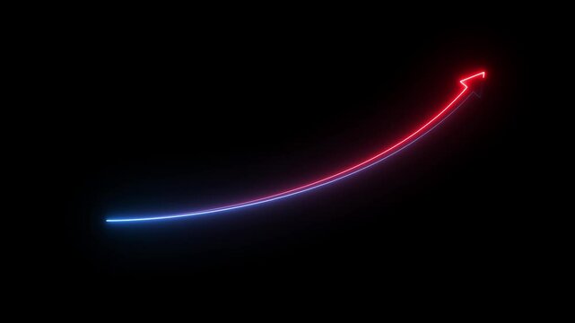 Market arrrow stroke icon glowing neon red color animation