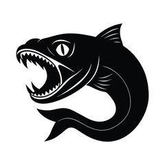 eel face fangs vector art silhouette