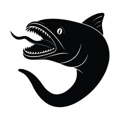 Obraz premium eel face fangs vector art silhouette