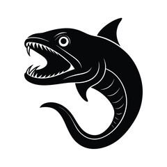 eel face fangs vector art silhouette