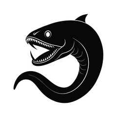eel face fangs vector art silhouette