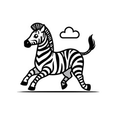 Obraz premium Cartoon Zebra Galloping with Cloud Background