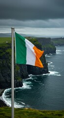 Flag of Ireland against the backdrop of nature