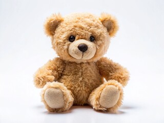 Fototapeta premium Adorable Little Teddy Bear, Isolated White Background Panoramic Stock Photo