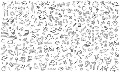 Concept of education School background chalkboard with different stuff. Welcome back to school design vector.