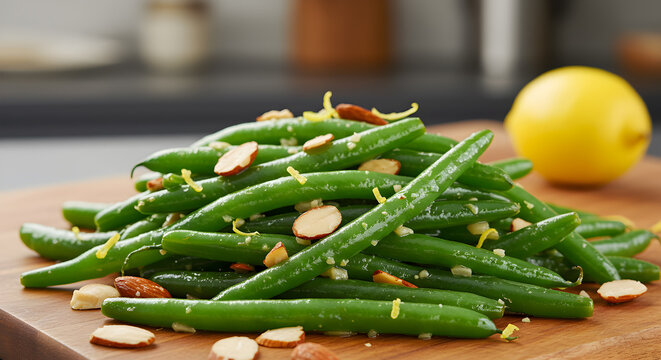 Delicious Ketofriendly Green Bean Almondine Recipe Stock Photo