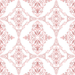 Classic Damask seamless pattern, Vintage design, element old style, Rose gold floral ornament, Luxury Ornamental lace tracery, Traditional background, Vector Illustration for Elegant Textile Design