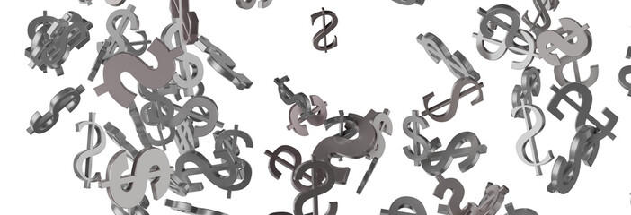 Dollar Signs Raining over Transparent Background