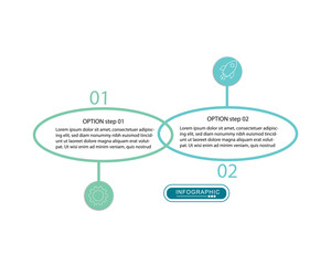 Business infographic template. 2 Step timeline journey. Process diagram, 2 options on white background, vector illustration.