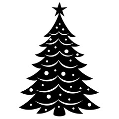 Obraz premium christmas tree vector art silhouette