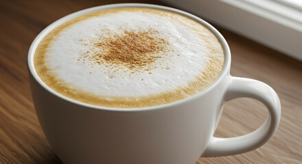 Homemade Almond Milk Latte with Cinnamon Sprinkled On The Top