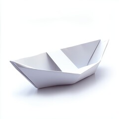 Paper origami boat simple design on white background