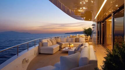 Fototapeta premium Luxury yacht sunset deck relaxation Mediterranean sea